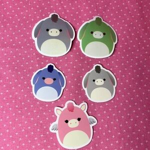 Squishmallow Stickers Donkey Bundle 5 stickers